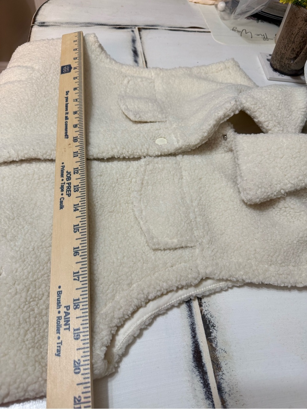 Lumière Ivory Sherpa Teddy Vest Snap Front Cozy Fleece Pocket Shacket Size M - Picture 11 of 11